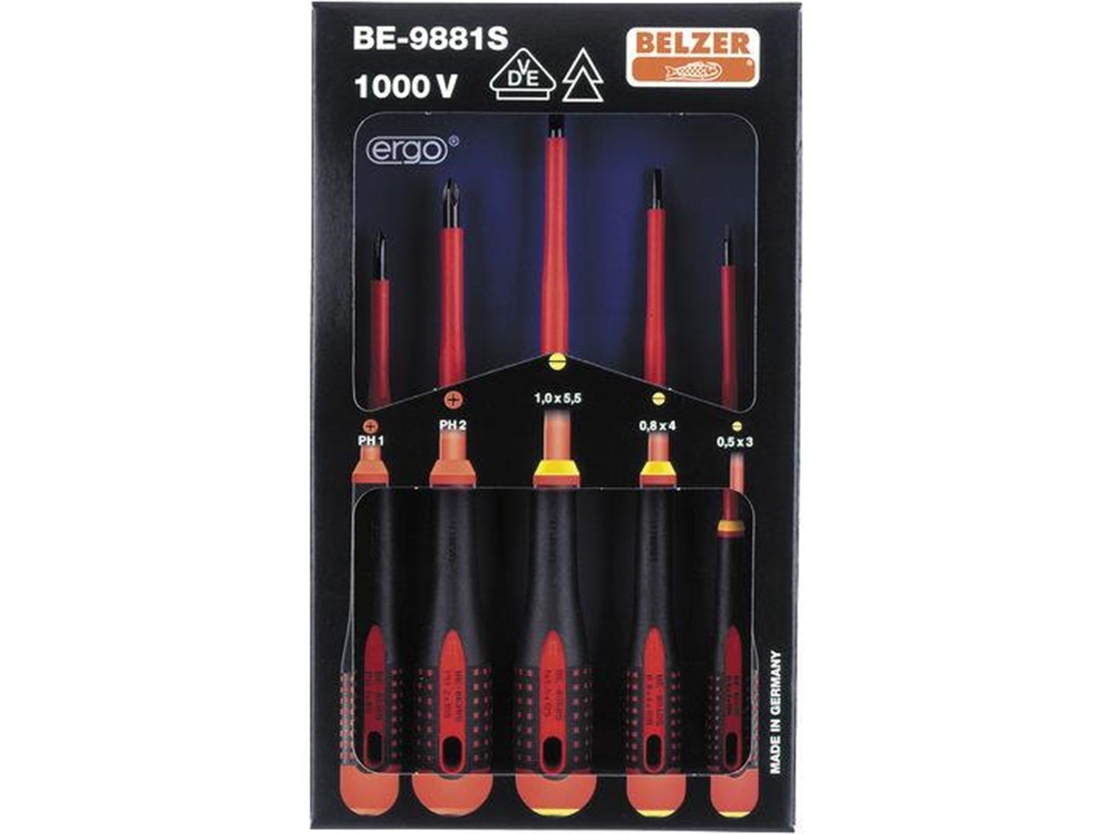 BAHCO Ergo Electrician Screwdriver set 5-piece Slot Phillips BAHCO Ergo Electrician Screwdriver set 5-piece Slot Phillips